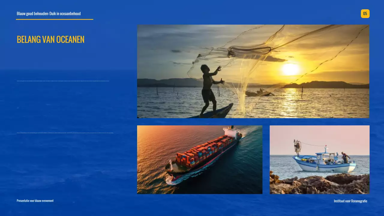 Blauw en geel, moderne campagne voor oceaanbehoud