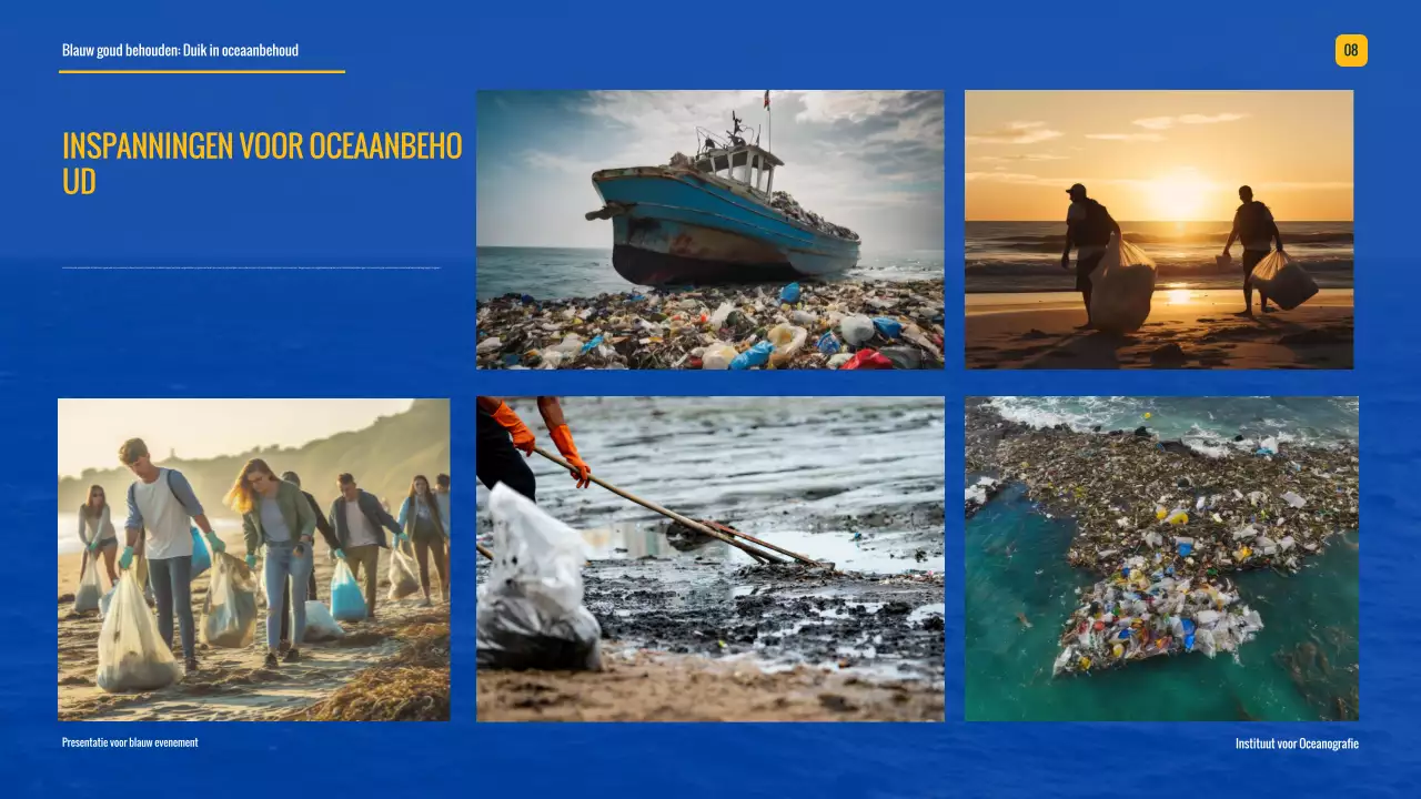 Blauw en geel, moderne campagne voor oceaanbehoud