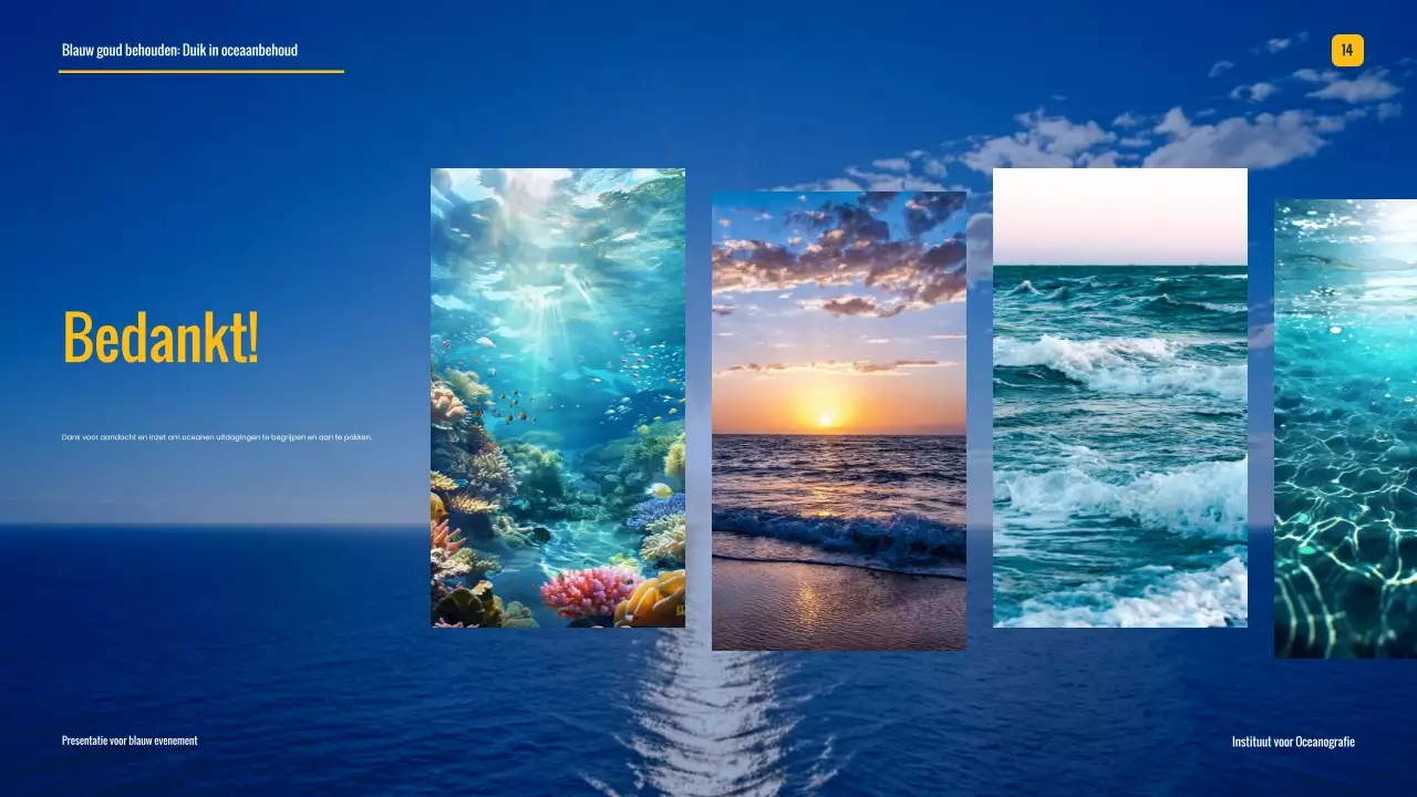 Blauw en geel, moderne campagne voor oceaanbehoud