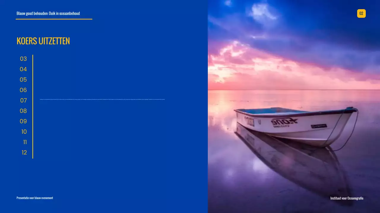 Blauw en geel, moderne campagne voor oceaanbehoud