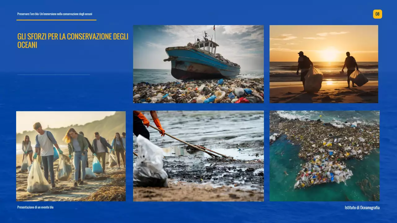 Campagna di conservazione dell'oceano moderno blu e giallo
