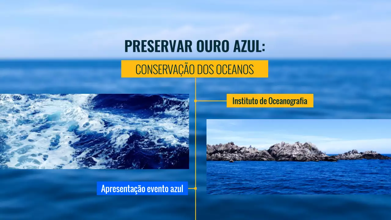 Campanha moderna de conservação dos oceanos azul e amarelo