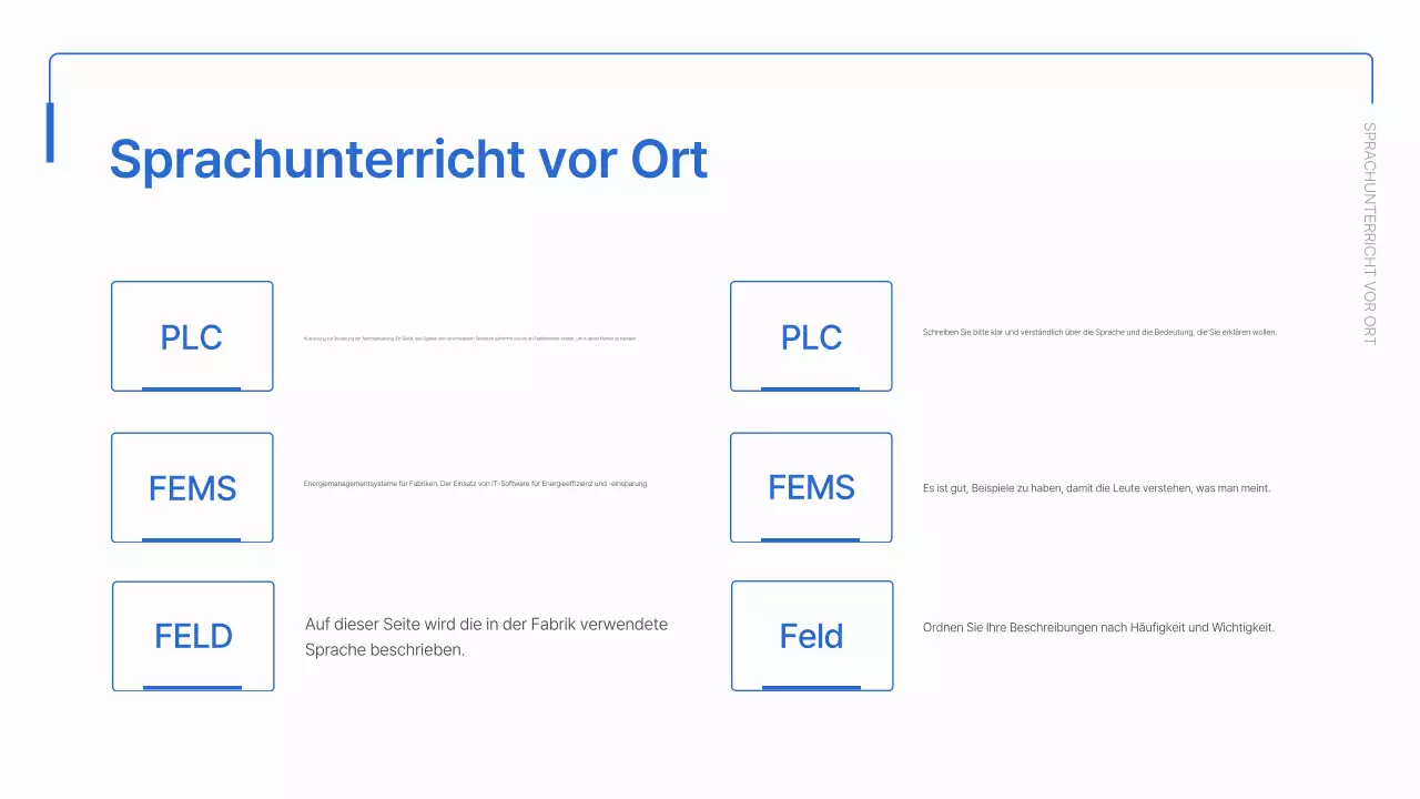 Einfaches blaues und weißes Material für die Einarbeitung von Arbeitnehmern