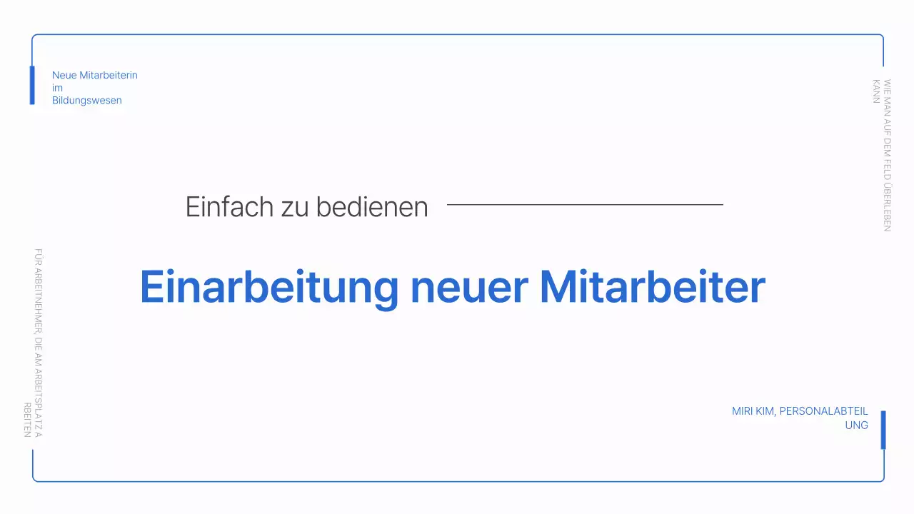Einfaches blaues und weißes Material für die Einarbeitung von Arbeitnehmern