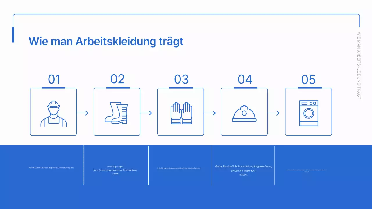 Einfaches blaues und weißes Material für die Einarbeitung von Arbeitnehmern