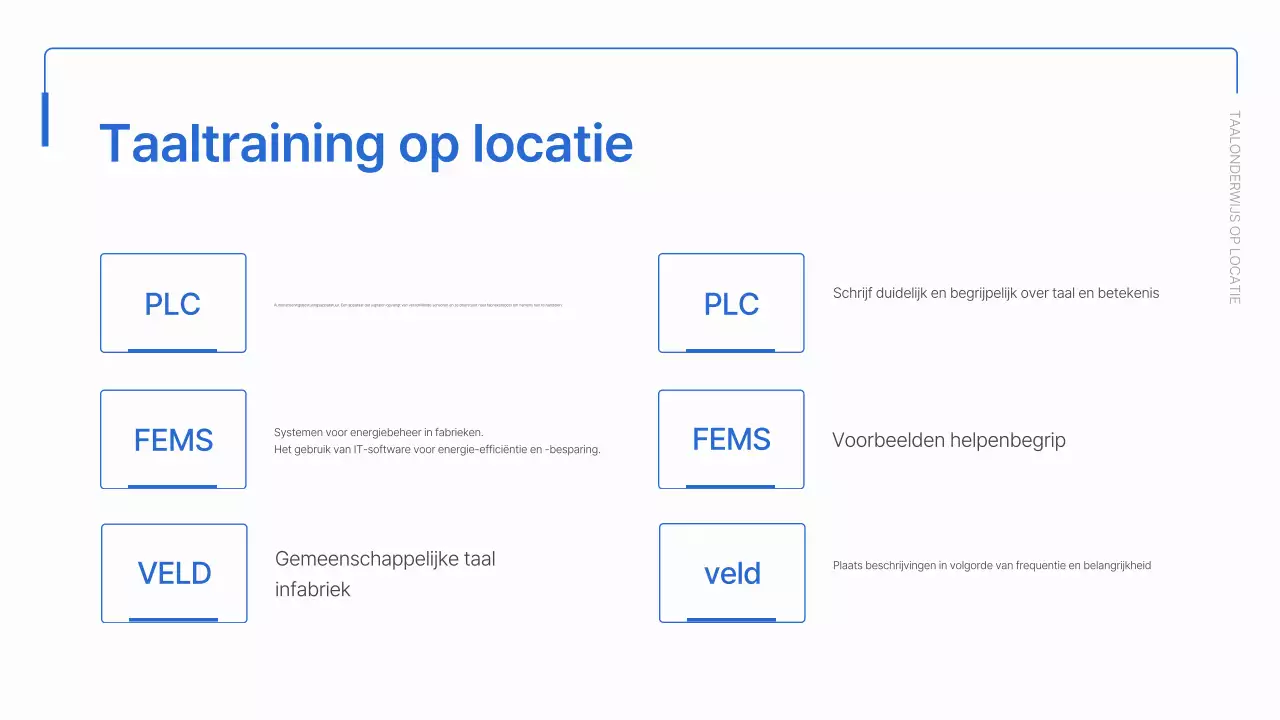 Eenvoudig blauw en wit onboardingmateriaal voor arbeiders