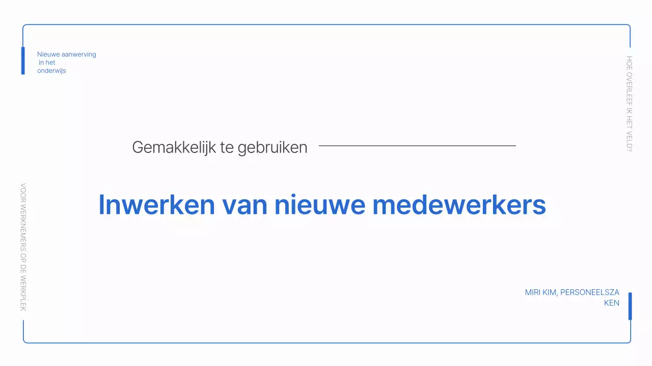 Eenvoudig blauw en wit onboardingmateriaal voor arbeiders