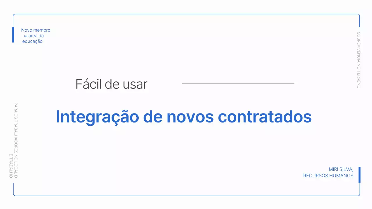 Materiais de integração simples em azul e branco para operários