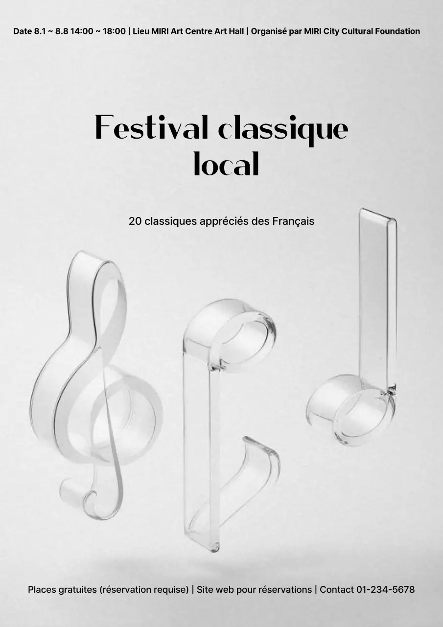 Un guide de concert simple en gris et noir