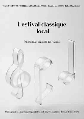 Un guide de concert simple en gris et noir