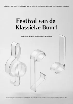 Een eenvoudige concertgids in grijs en zwart