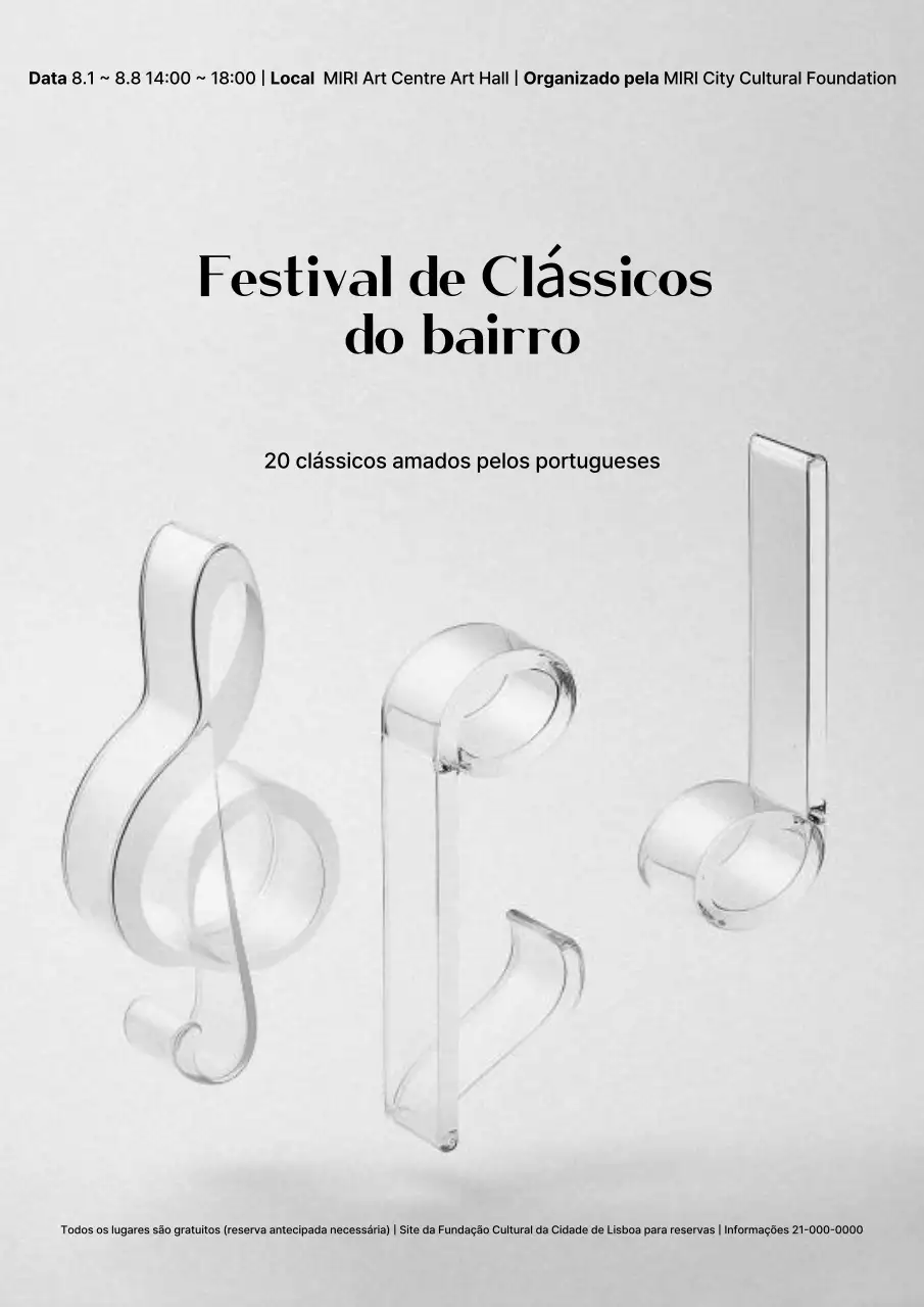 Um guia de concertos simples em cinzento e preto