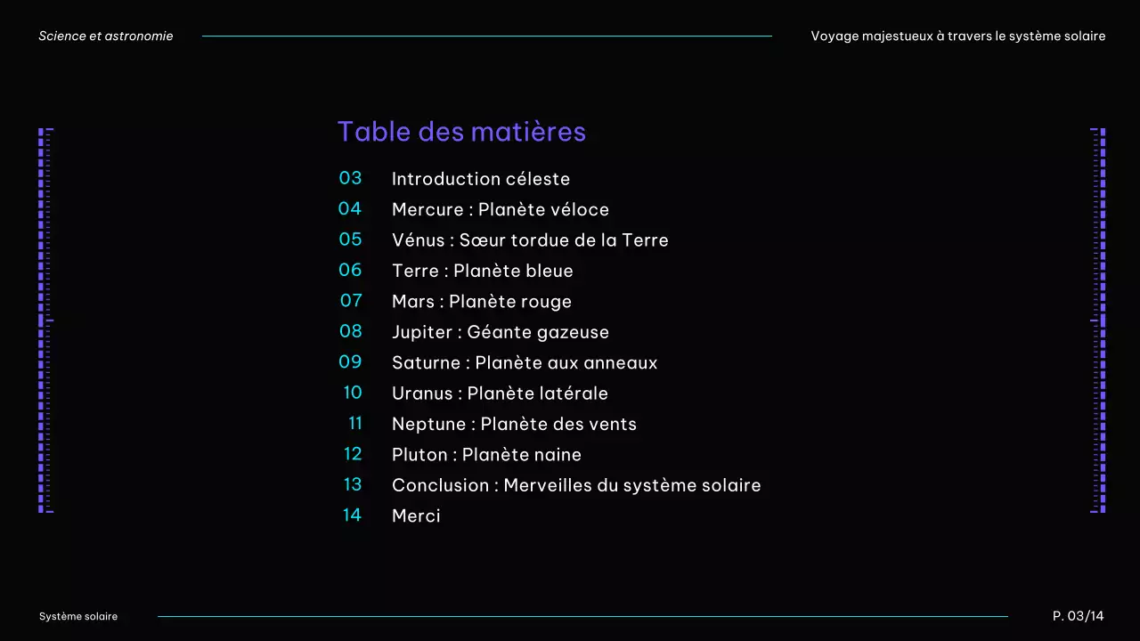 Planètes du système solaire modernes, noires et bleues, matériel de cours