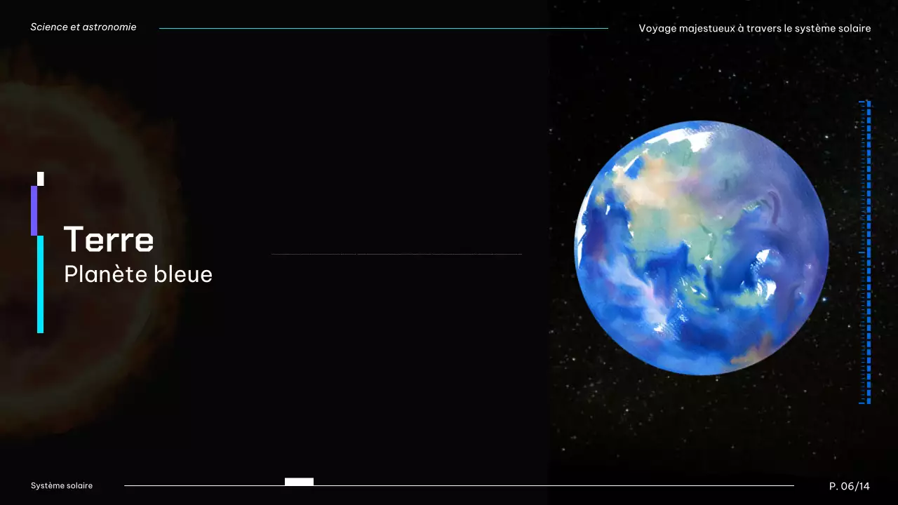 Planètes du système solaire modernes, noires et bleues, matériel de cours