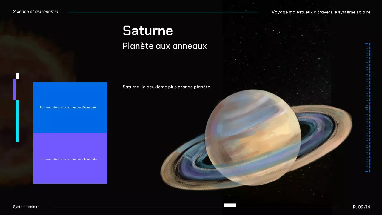 Planètes du système solaire modernes, noires et bleues, matériel de cours