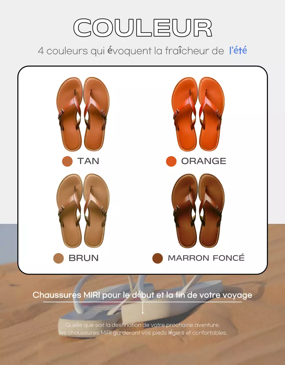 Promouvoir des chaussures d'été simples et d'un bon rapport qualité-prix en bleu clair et en gris