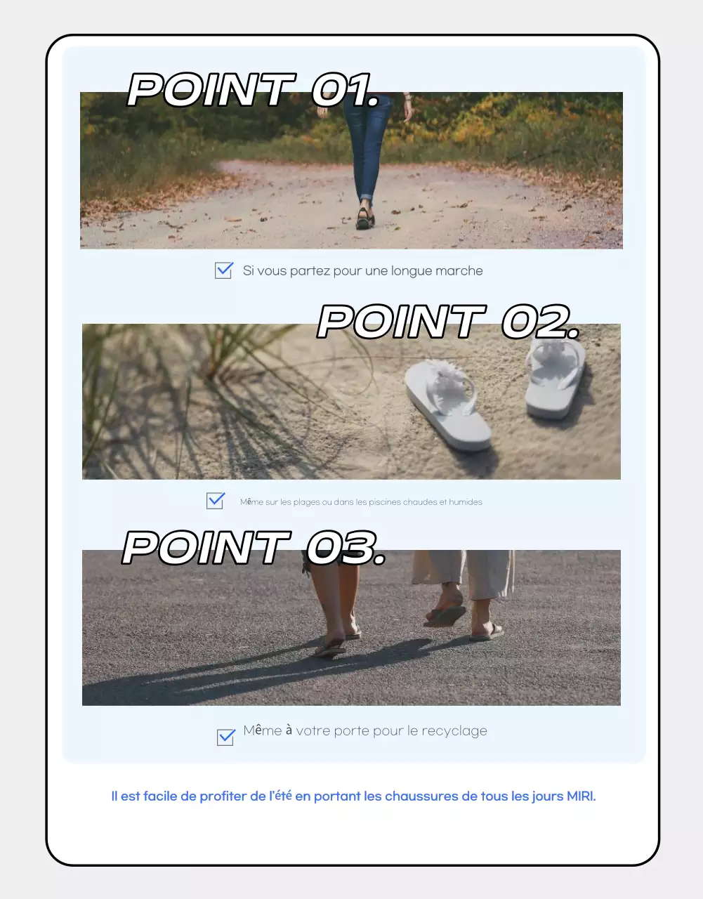Promouvoir des chaussures d'été simples et d'un bon rapport qualité-prix en bleu clair et en gris