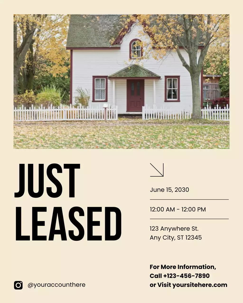Beige and Black Modern Minimalist Real Estate Announcement Instagram Post