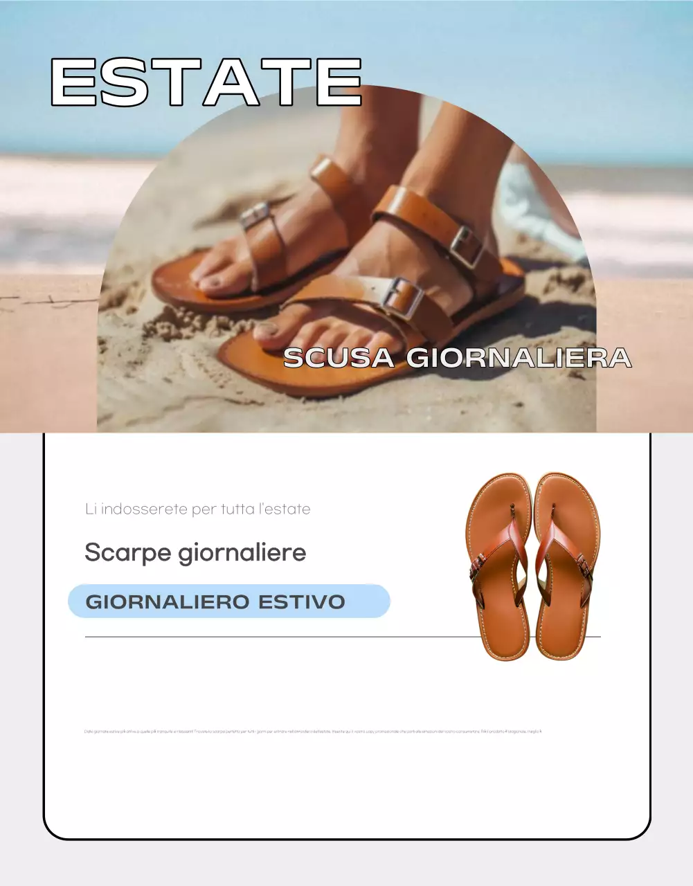 Promuovere scarpe estive semplici e convenienti in azzurro e grigio
