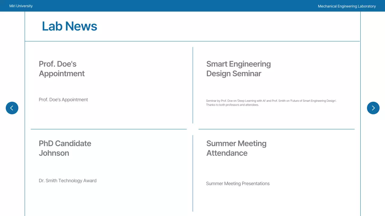 Um laboratório universitário simples em azul-marinho e cinzento
