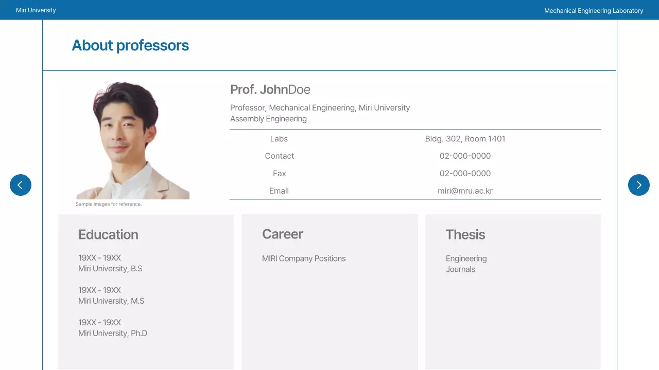 Um laboratório universitário simples em azul-marinho e cinzento