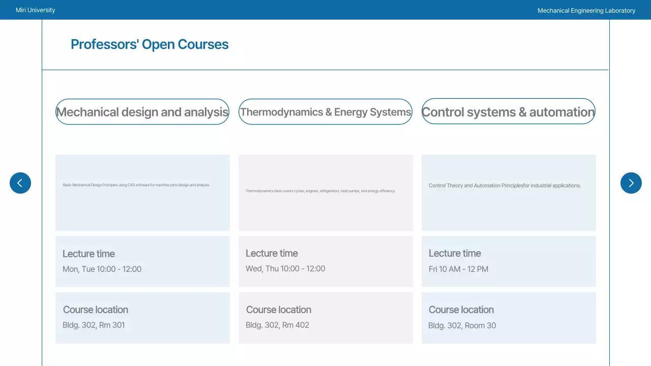 Um laboratório universitário simples em azul-marinho e cinzento