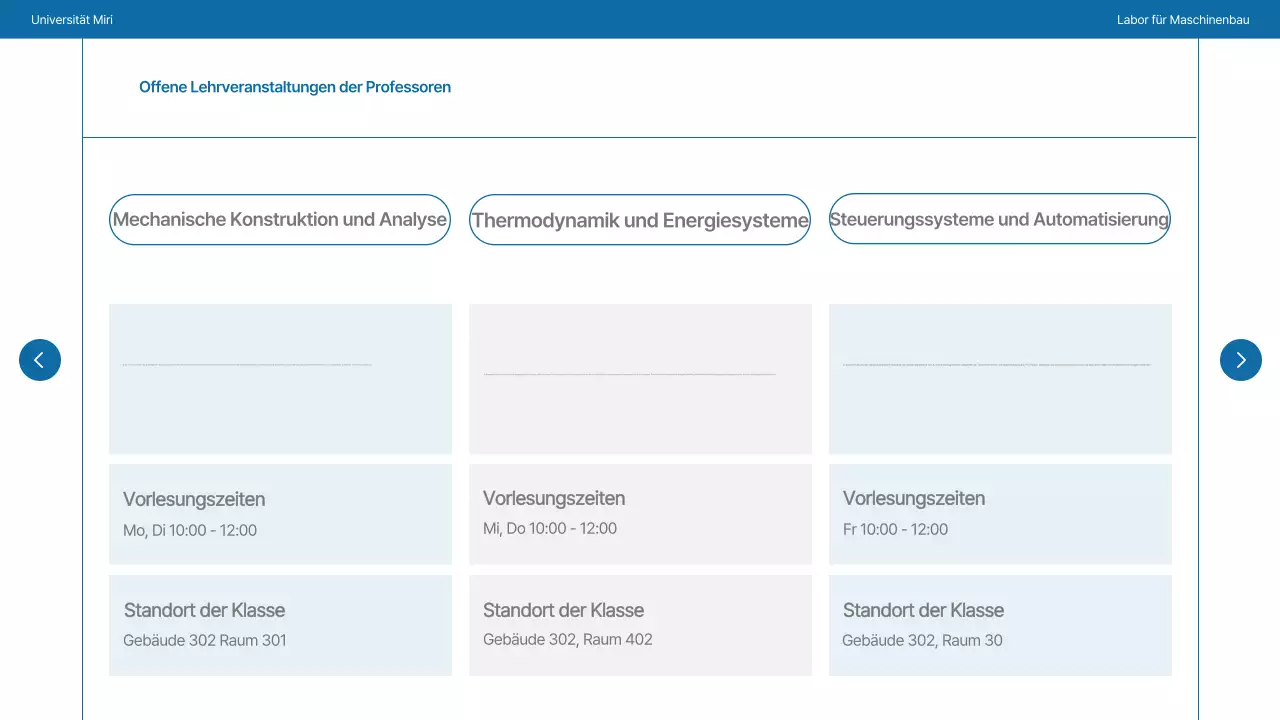 Ein einfaches Universitätslabor in Marineblau und Grau