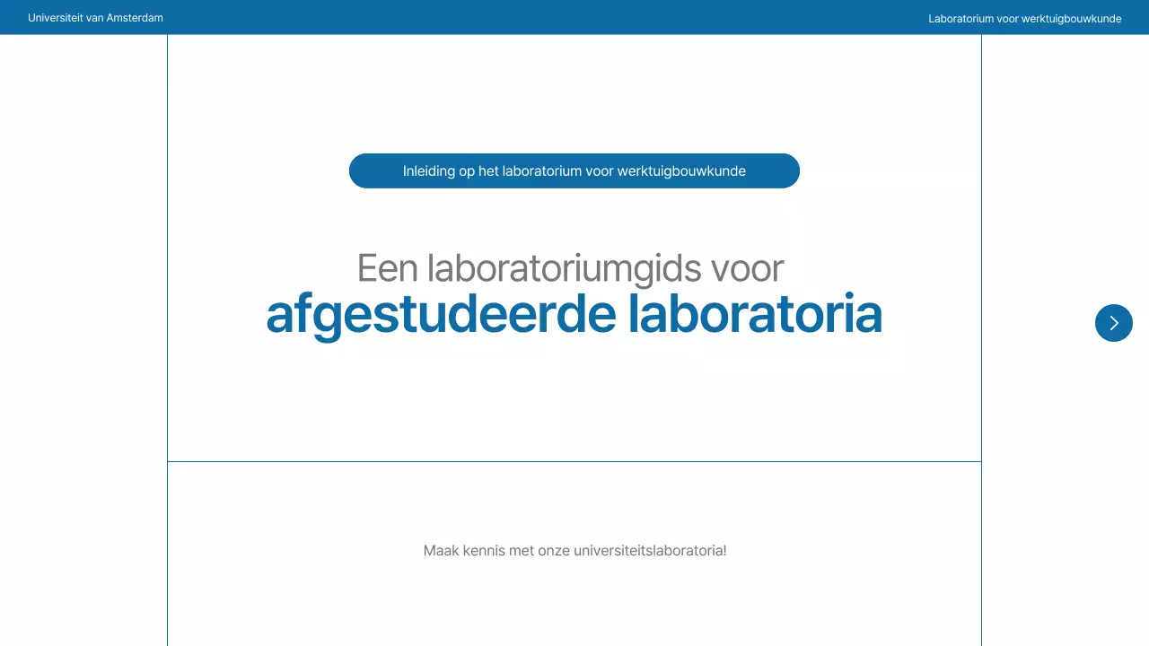 Een eenvoudig universiteitslab in marineblauw en grijs