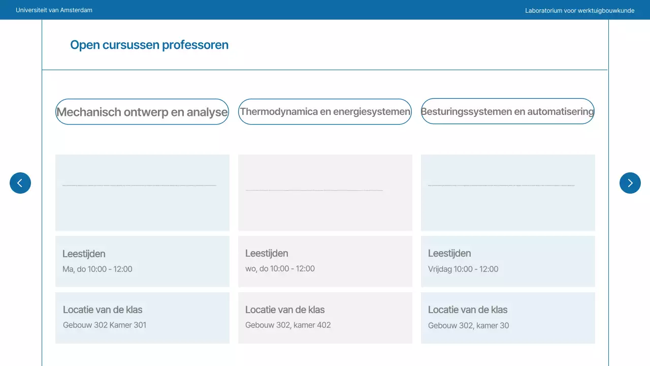 Een eenvoudig universiteitslab in marineblauw en grijs
