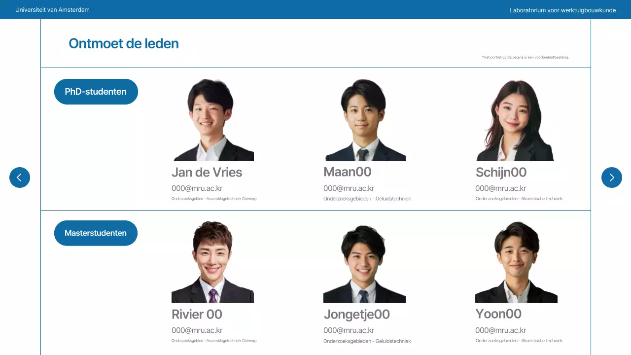 Een eenvoudig universiteitslab in marineblauw en grijs