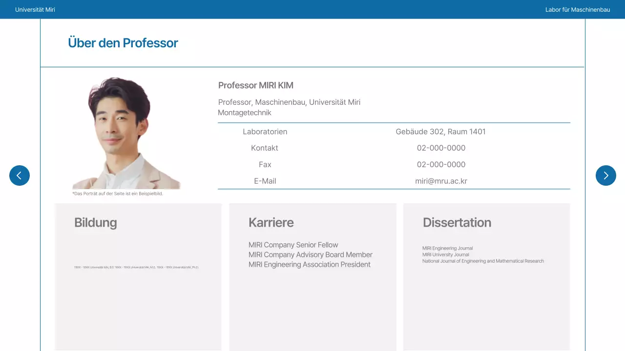 Ein einfaches Universitätslabor in Marineblau und Grau