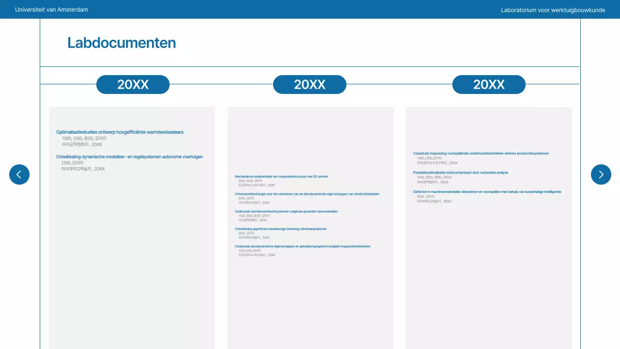 Een eenvoudig universiteitslab in marineblauw en grijs