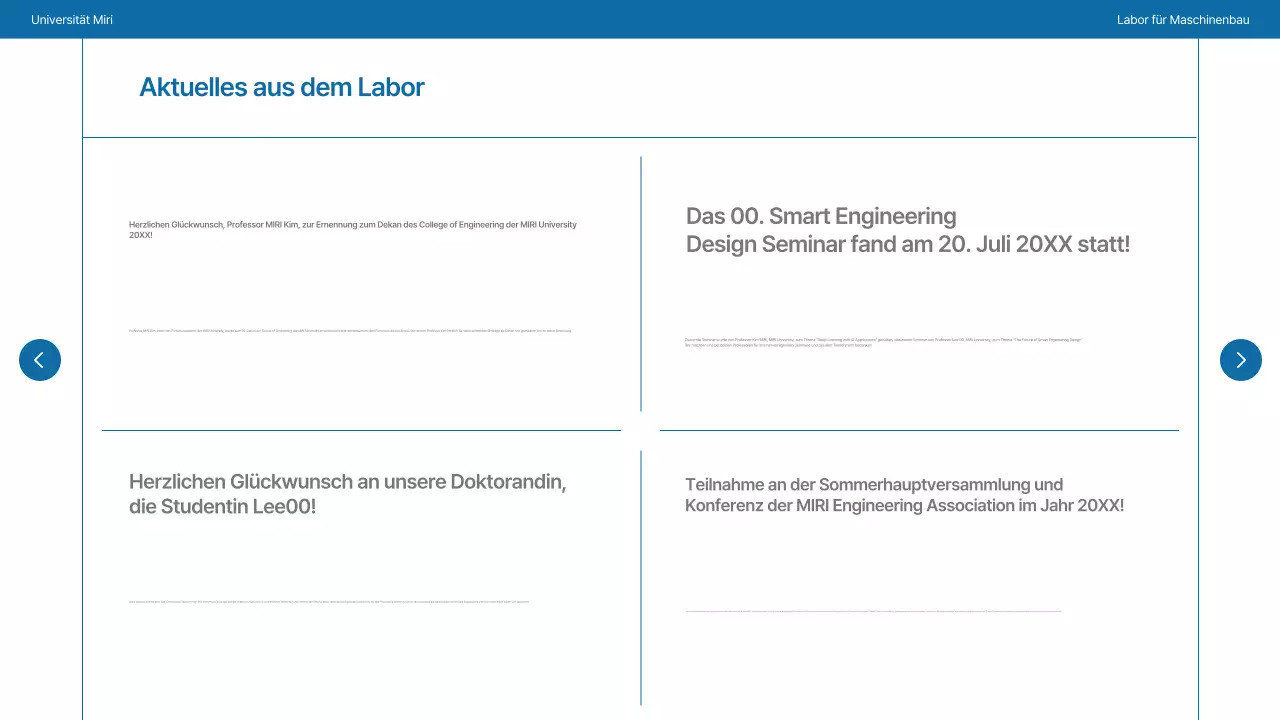 Ein einfaches Universitätslabor in Marineblau und Grau