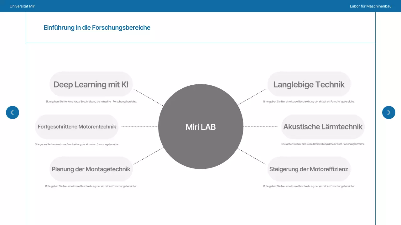 Ein einfaches Universitätslabor in Marineblau und Grau