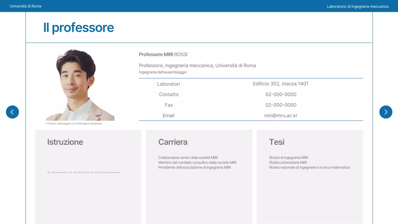 Un semplice laboratorio universitario in blu navy e grigio