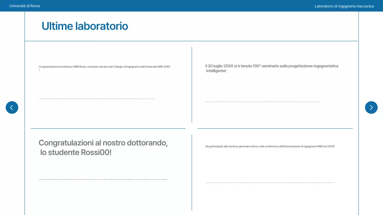 Un semplice laboratorio universitario in blu navy e grigio