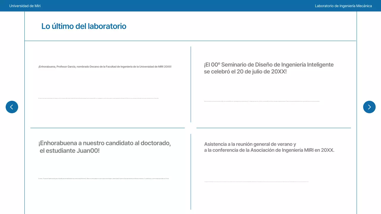 Un sencillo laboratorio universitario en azul marino y gris