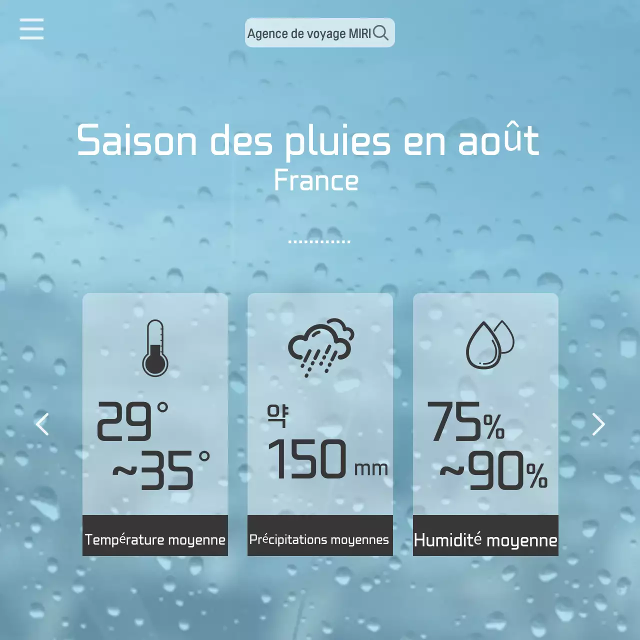 Un guide météorologique de destination moderne en orange et bleu clair