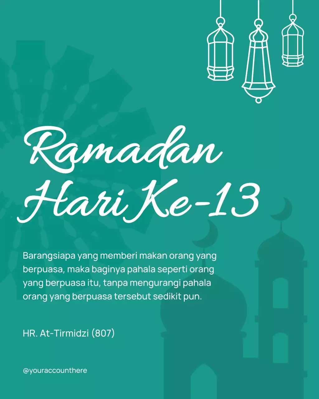 pengumuman Ramadan tradisional berwarna biru kehijauan