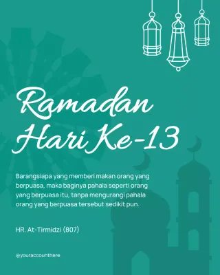 pengumuman Ramadan tradisional berwarna biru kehijauan