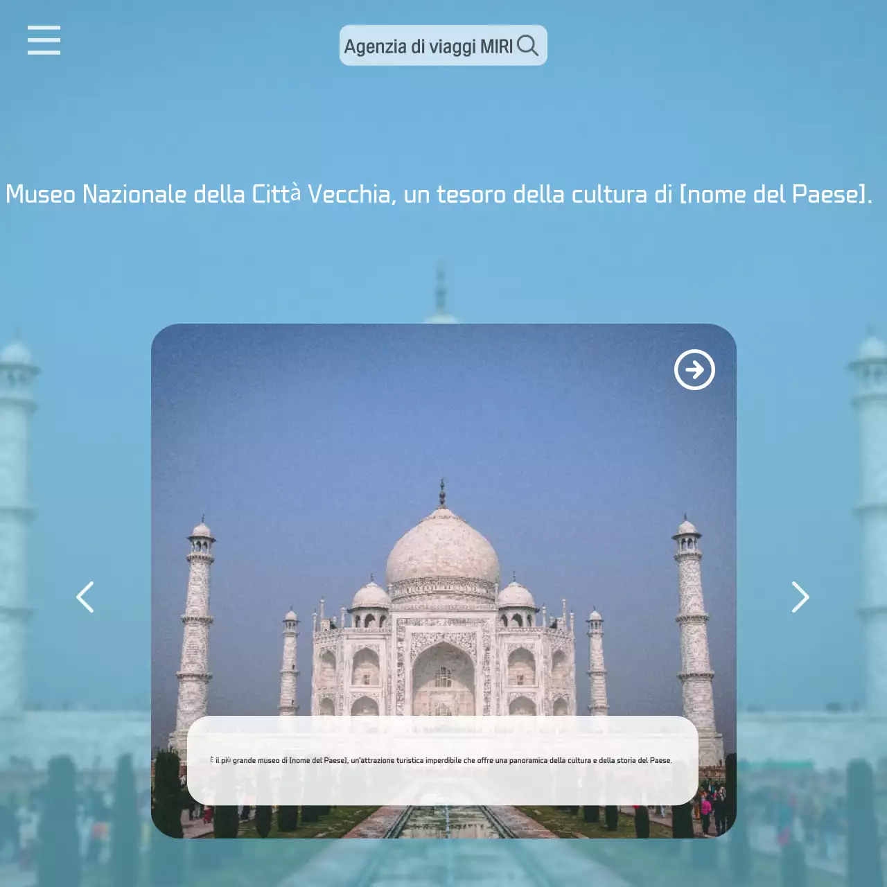 Una moderna guida meteo di destinazione in arancione e blu chiaro