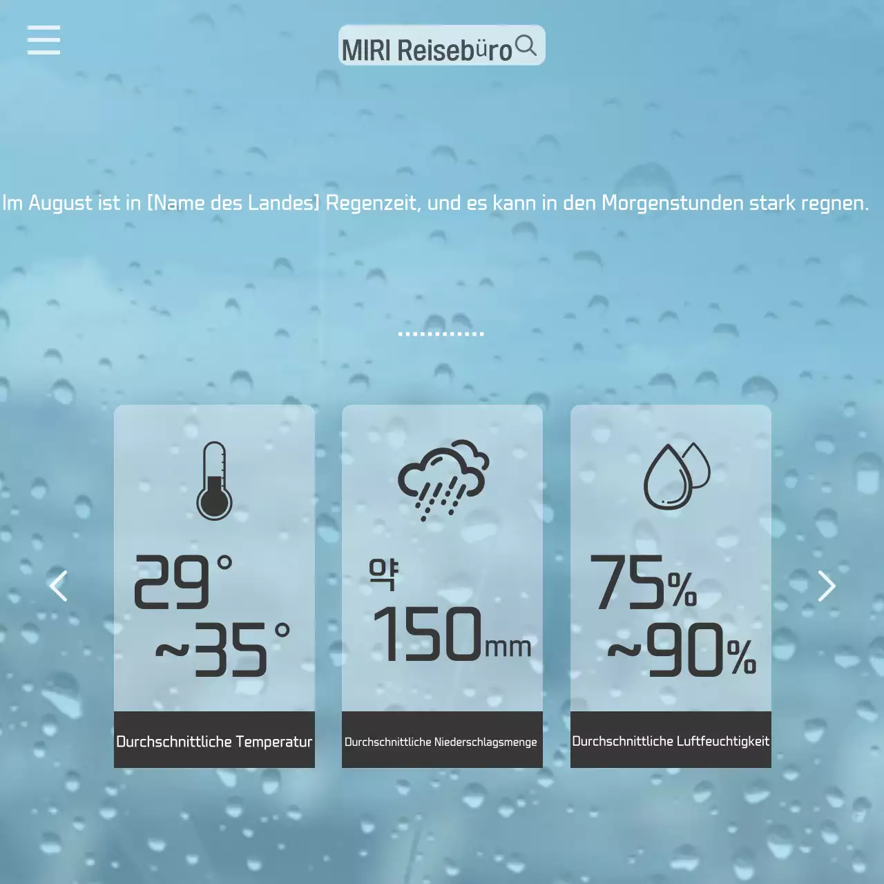 Ein moderner Wetterführer für Reiseziele in Orange und Hellblau