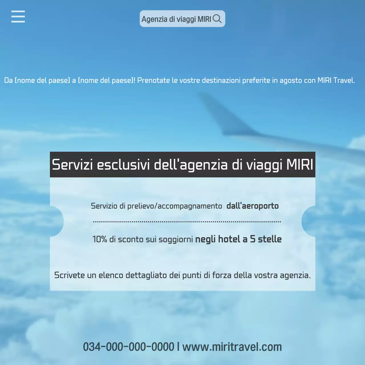 Una moderna guida meteo di destinazione in arancione e blu chiaro