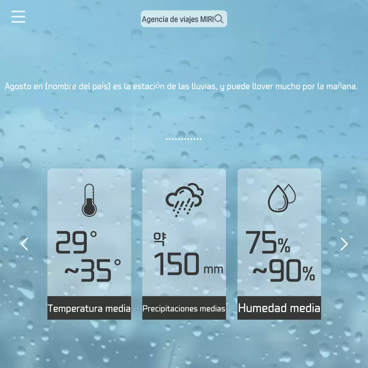 Una moderna guía meteorológica de destino en naranja y azul claro