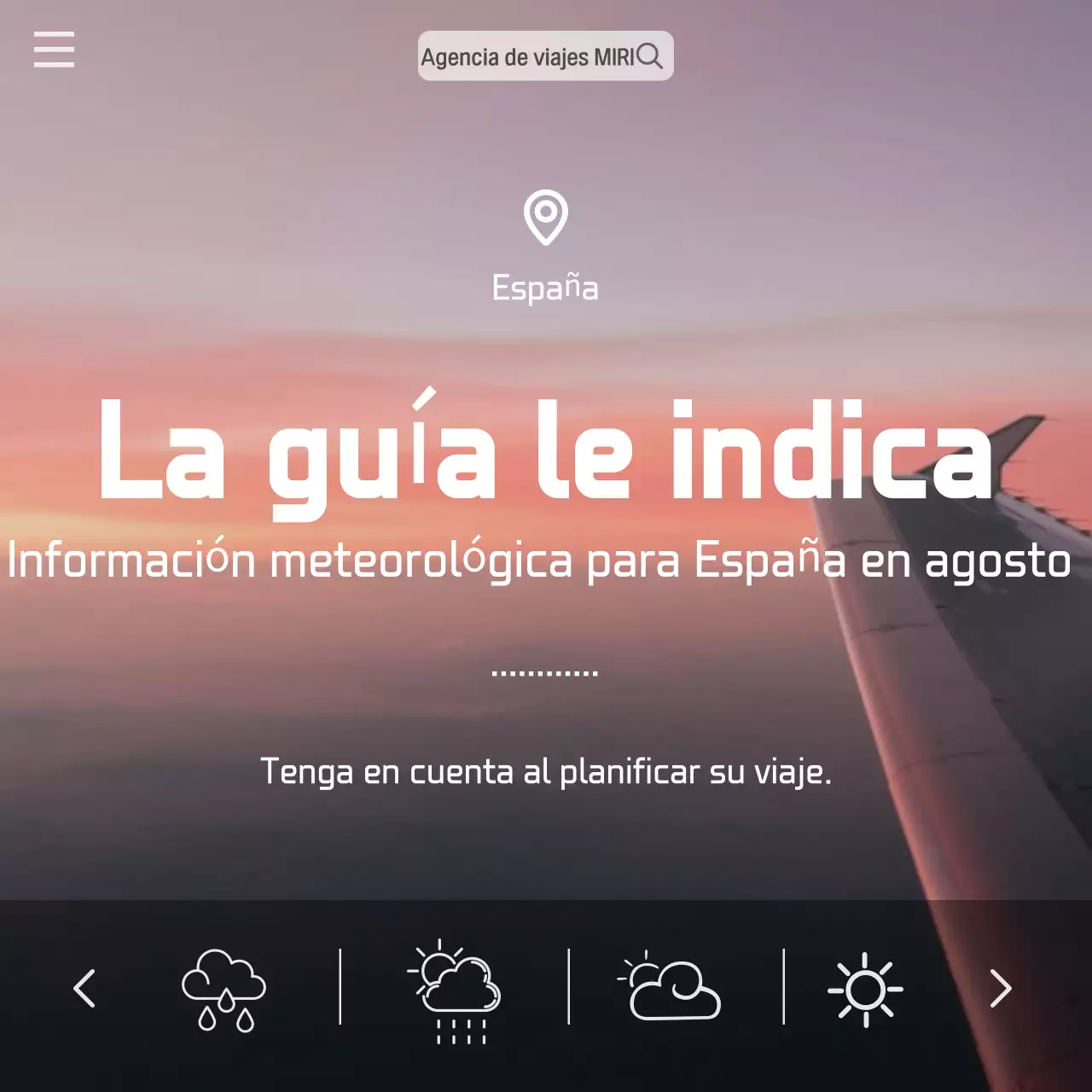 Una moderna guía meteorológica de destino en naranja y azul claro