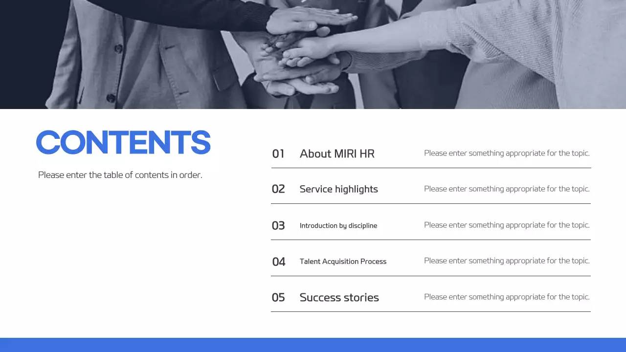 Proposta de serviço de headhunting moderno em azul e branco