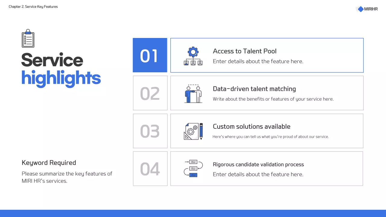 Proposta de serviço de headhunting moderno em azul e branco