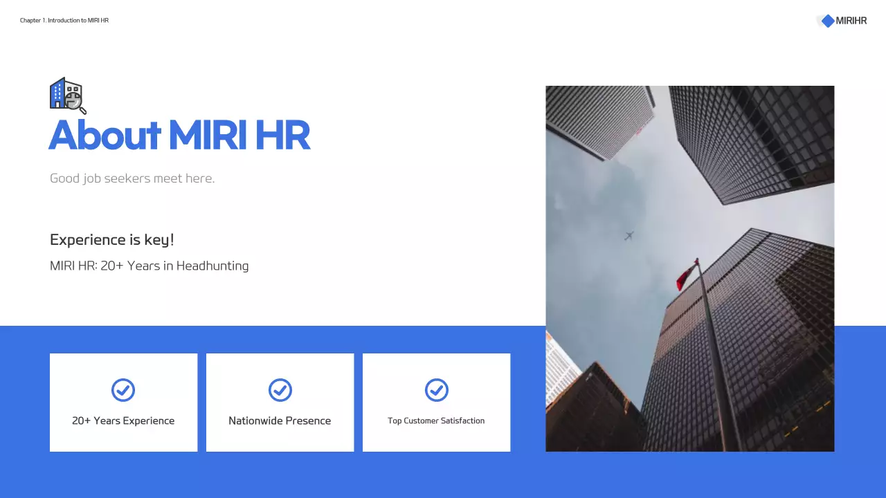 Proposta de serviço de headhunting moderno em azul e branco