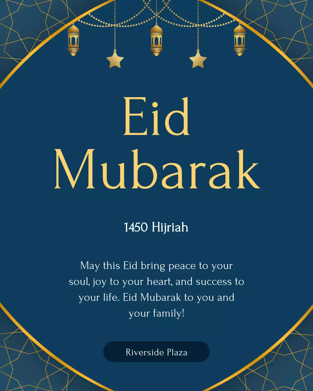 kartu ucapan idul fitri elegan berwarna navy