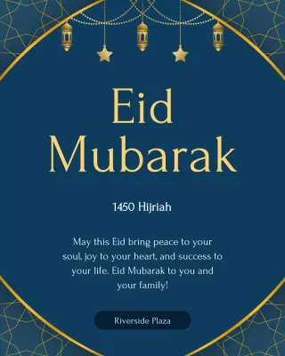 kartu ucapan idul fitri elegan berwarna navy